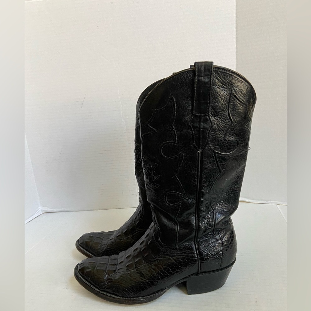 Cowtown Cowboy Boots Hornback Alligator Mens Mexico Exotic Shoes Sz 9D Black